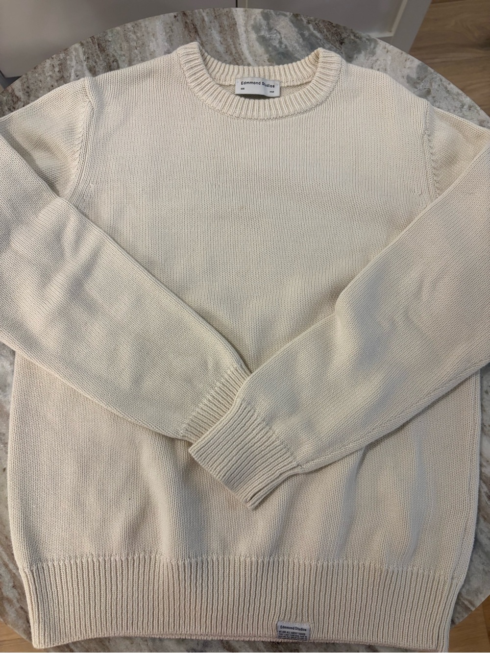 Cream Crewneck Sweater with flower back